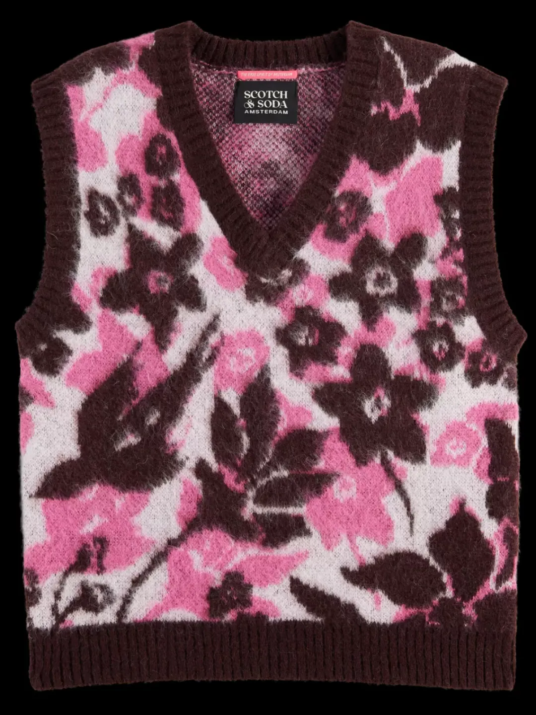 Outlet Scotch & Soda FUZZY V- NECK JACQUARD SPENCER WinterFloral