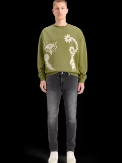 Clearance Scotch & Soda GARMENT DYED ARTWORK SWEATSHIRT MossGreen