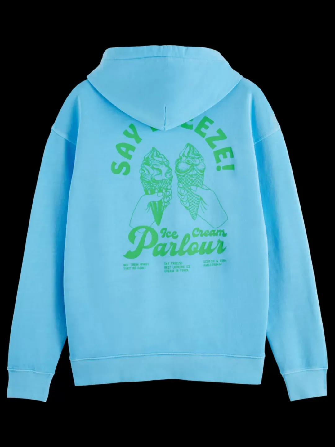 Discount Scotch & Soda Garment-dyed artwork hoodie BlueLagoon