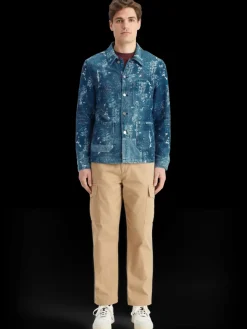 Discount Scotch & Soda Indigo jacquard denim workwear jacket with wash effects DenimJacquard
