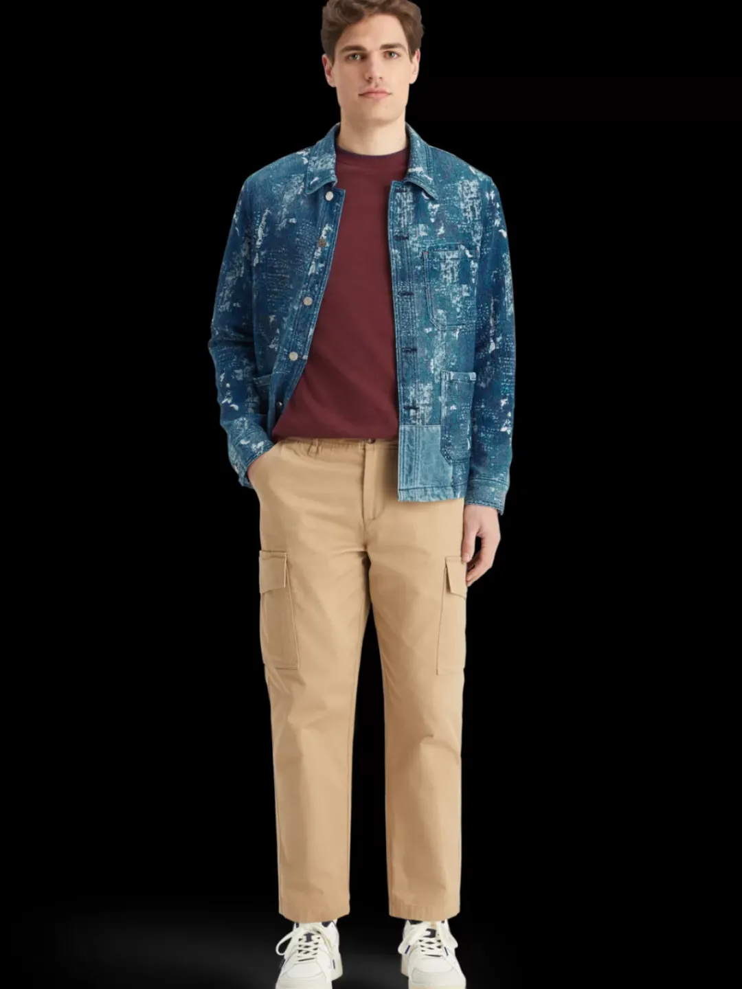 Discount Scotch & Soda Indigo jacquard denim workwear jacket with wash effects DenimJacquard