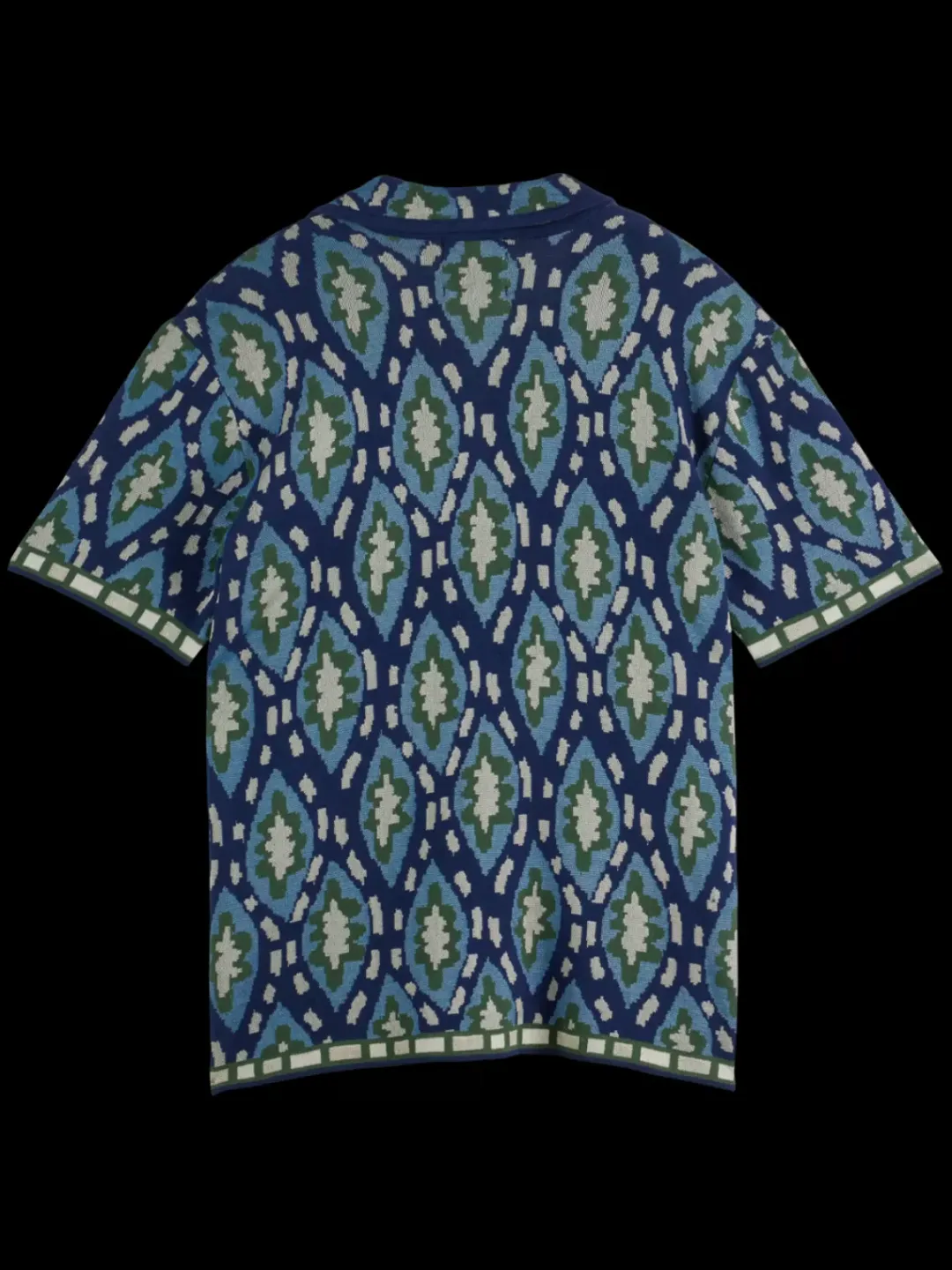 New Scotch & Soda Jacquard knitted short-sleeved shirt BlueBookcoverAOP