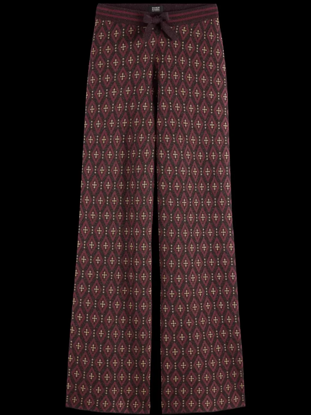 Clearance Scotch & Soda JACQUARD KNITTED TROUSERS DarkBordeaux
