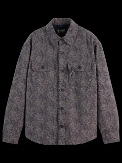 Online Scotch & Soda JACQUARD WOOL-BLEND OVERSHIRT NightLogoWave