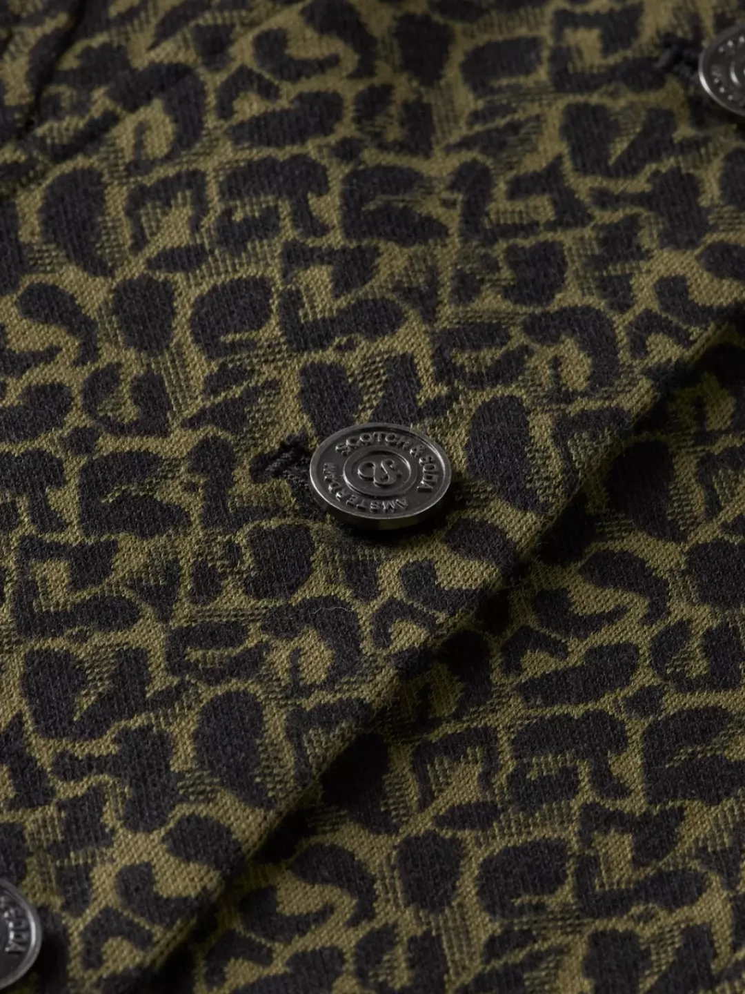Discount Scotch & Soda JERSEY FITTED TRUCKER BLAZER ClassicGreenMelangeLeopardJacquard