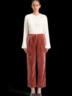 Fashion Scotch & Soda LACE TRIMMED VELVET PANT Rust