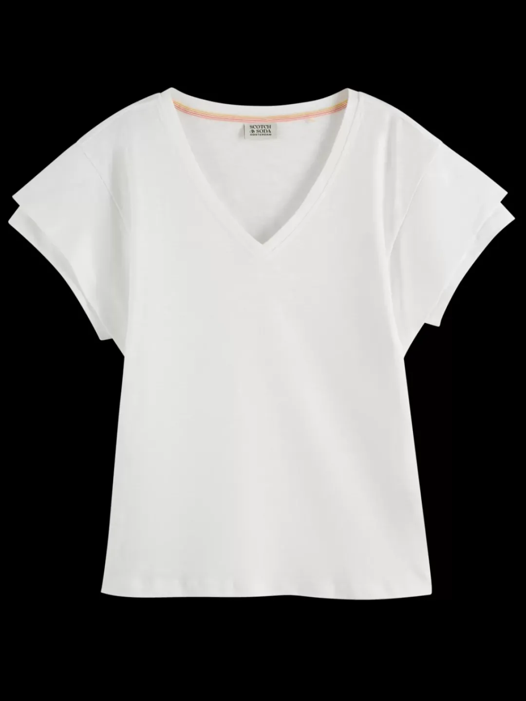 Discount Scotch & Soda LAYERED SLEEVE BOAT NECK T-SHIRT White