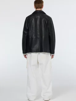 Outlet Scotch & Soda Leather blazer jacket Black