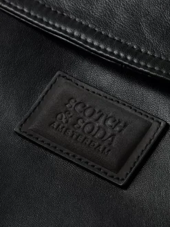 Outlet Scotch & Soda Leather blazer jacket Black