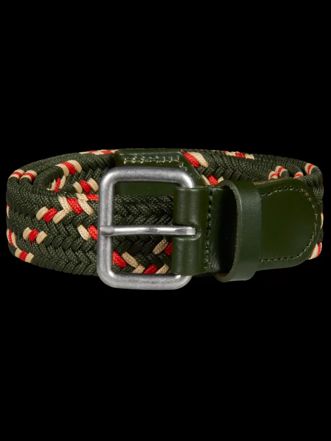 Online Scotch & Soda Leather trimmed braided cord belt Seamoss/BoatRed