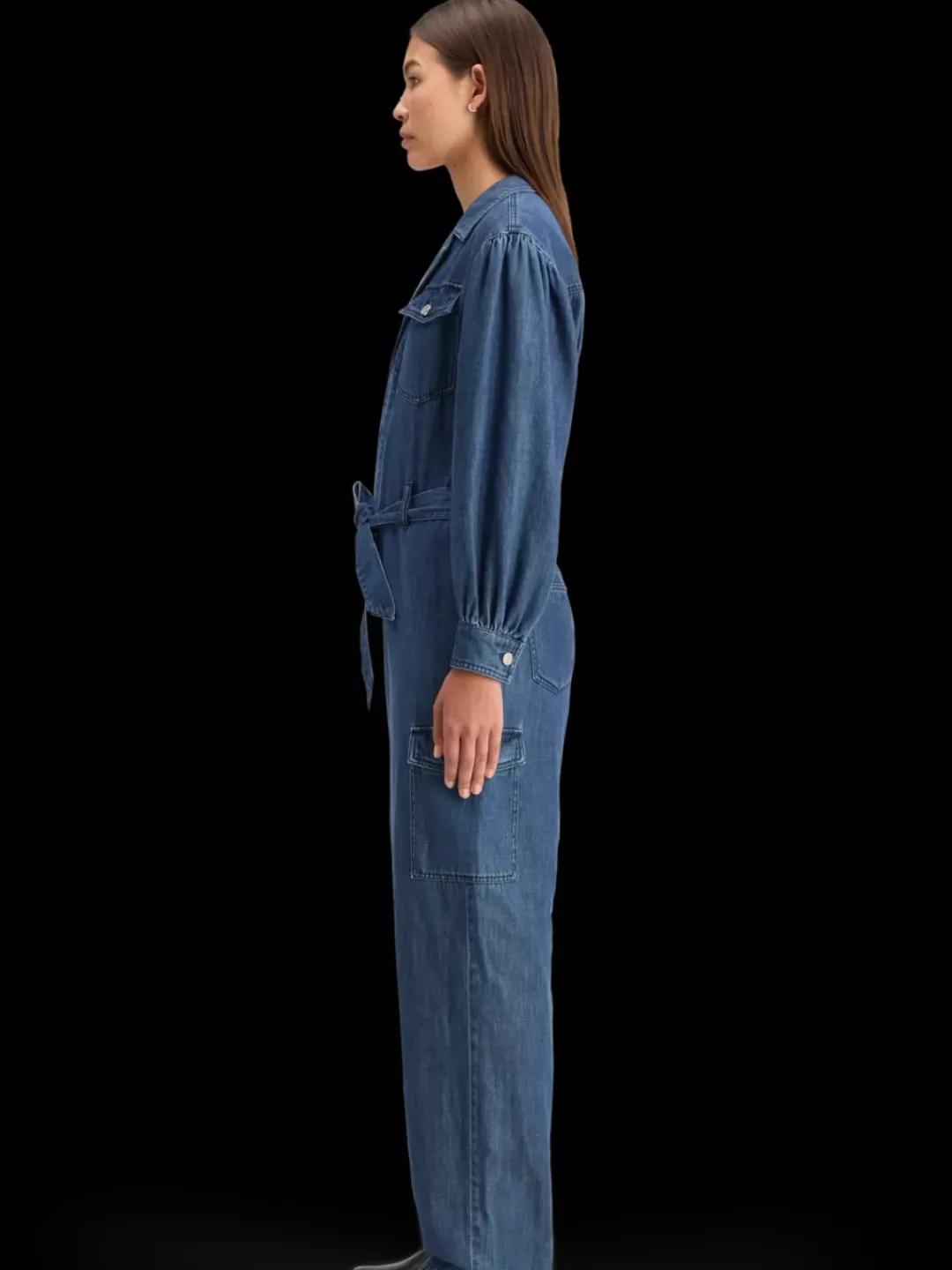 Discount Scotch & Soda LIGHTWEIGHT DENIM JUMPSUIT IN DARK WASH WITH TONAL DETAILING WashedIndigo