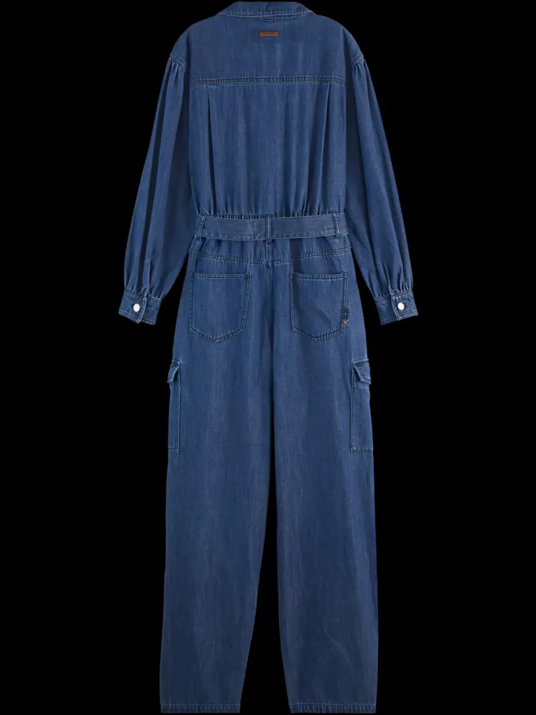 Discount Scotch & Soda LIGHTWEIGHT DENIM JUMPSUIT IN DARK WASH WITH TONAL DETAILING WashedIndigo