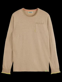 Outlet Scotch & Soda Linen cotton blend crew neck