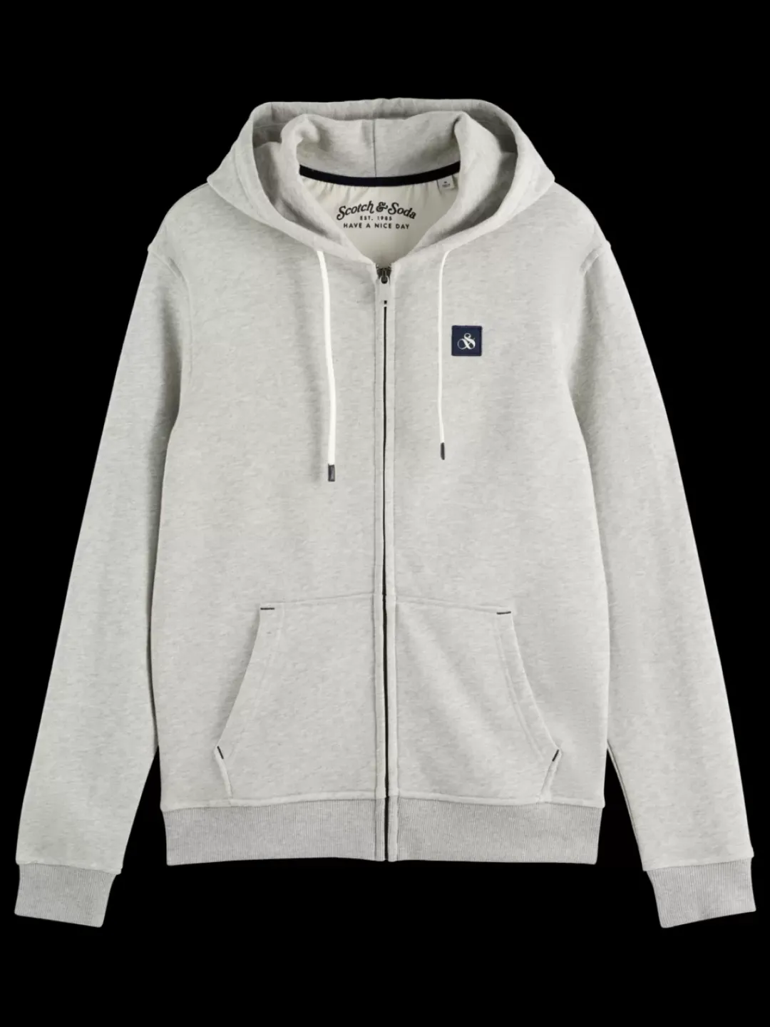 Outlet Scotch & Soda logo badge zip-through hoodie