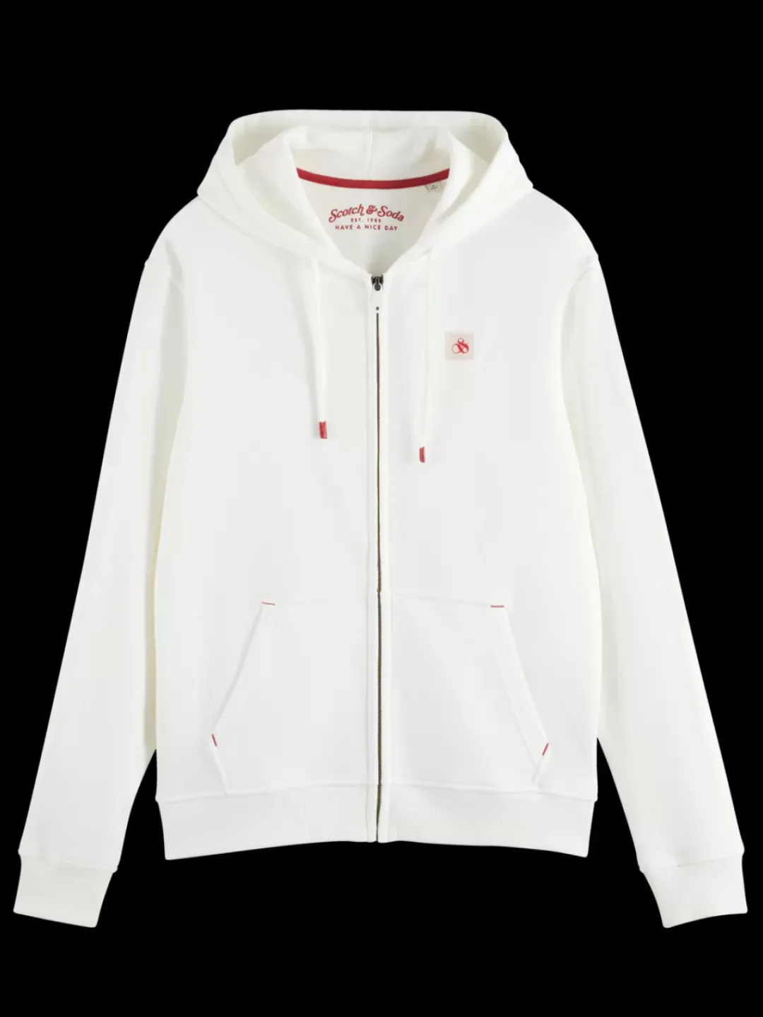 Outlet Scotch & Soda logo badge zip-through hoodie