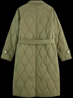 New Scotch & Soda LONG QUILTED COAT WashedMilitary