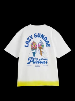 Best Scotch & Soda LOOSE FIT DIP DYE T-SHIRT White