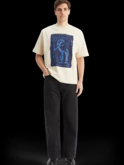 Online Scotch & Soda Loose fit front printed artwork t-shirt Parchment