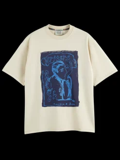 Online Scotch & Soda Loose fit front printed artwork t-shirt Parchment