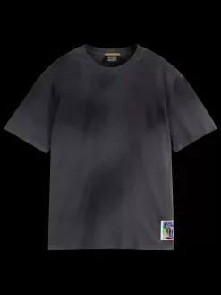 Discount Scotch & Soda Loose fit irregular dyed artwork t-shirt MoodyGrey