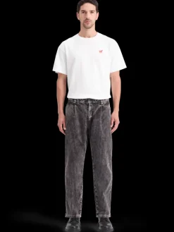 Fashion Scotch & Soda LOOSE TAPERED PLEATED WASHED CORDUROY CHINO Black