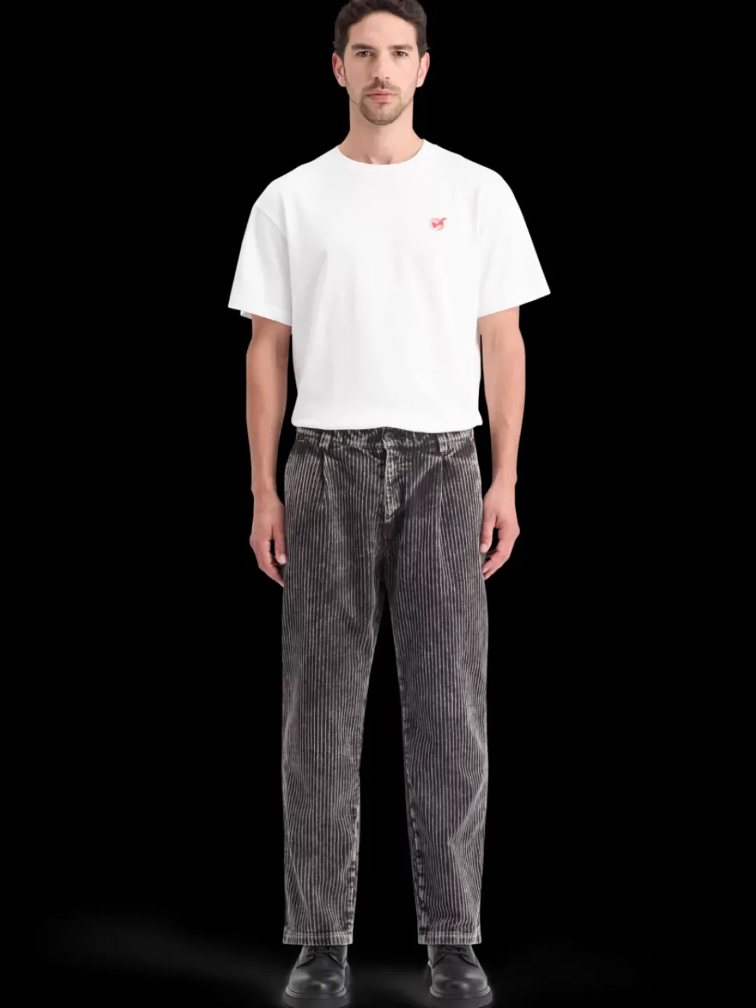 Fashion Scotch & Soda LOOSE TAPERED PLEATED WASHED CORDUROY CHINO Black