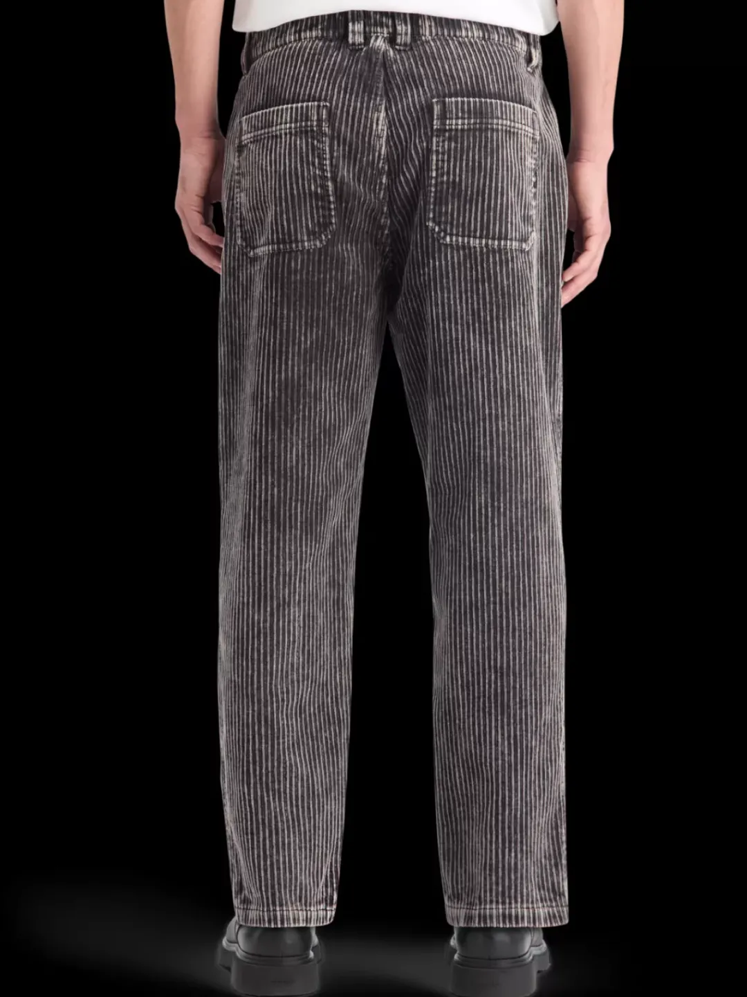 Fashion Scotch & Soda LOOSE TAPERED PLEATED WASHED CORDUROY CHINO Black