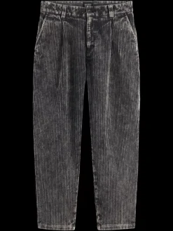 Fashion Scotch & Soda LOOSE TAPERED PLEATED WASHED CORDUROY CHINO Black
