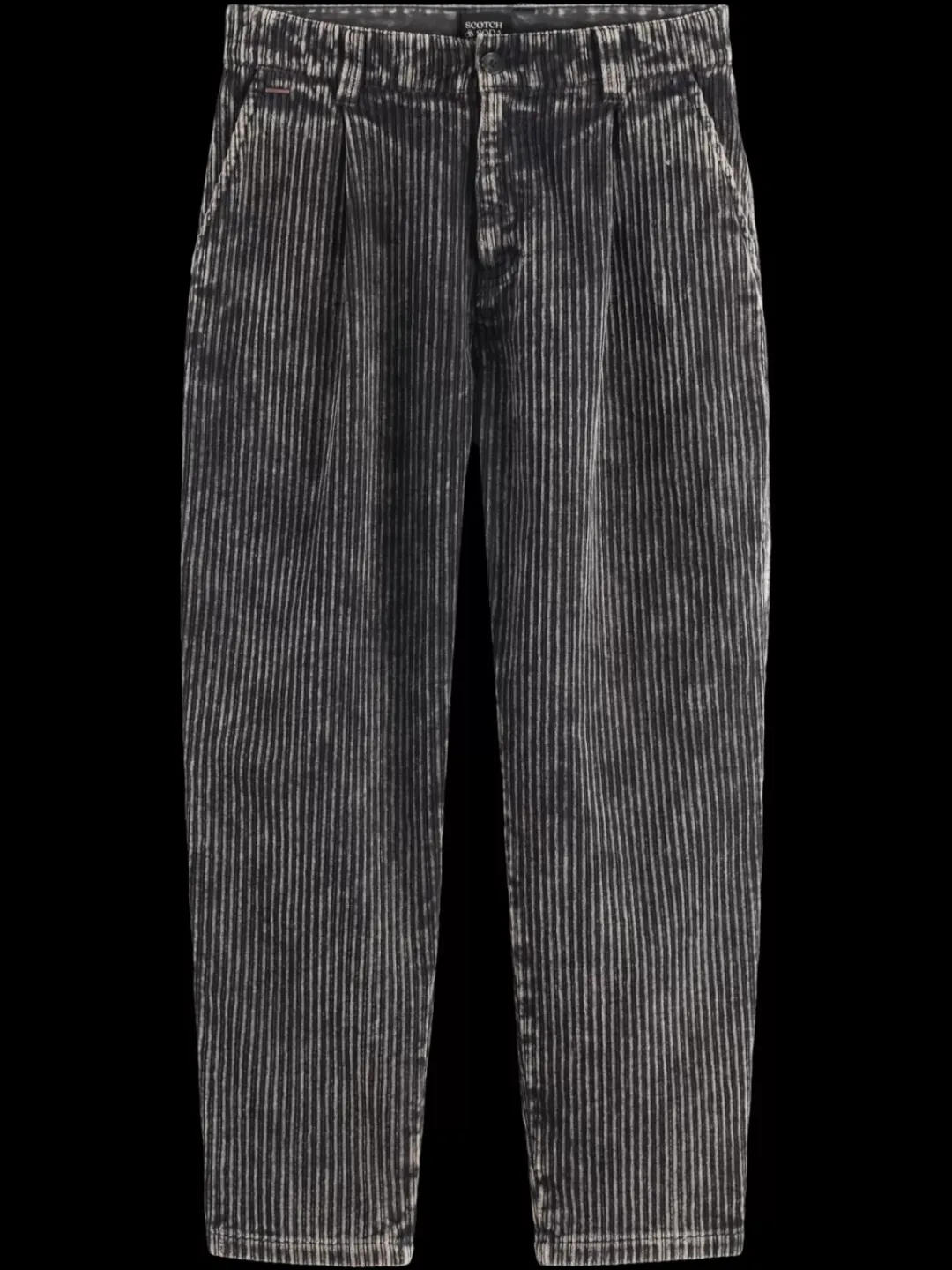 Fashion Scotch & Soda LOOSE TAPERED PLEATED WASHED CORDUROY CHINO Black