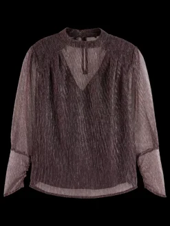 New Scotch & Soda LUREX HIGH NECK TOP Berry
