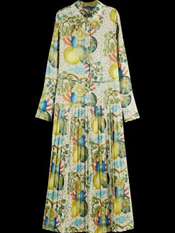 Clearance Scotch & Soda MAXI PLEATED DRESS EMBASSY OF THE FREE MIND PRINT EmbassyTreeAOP