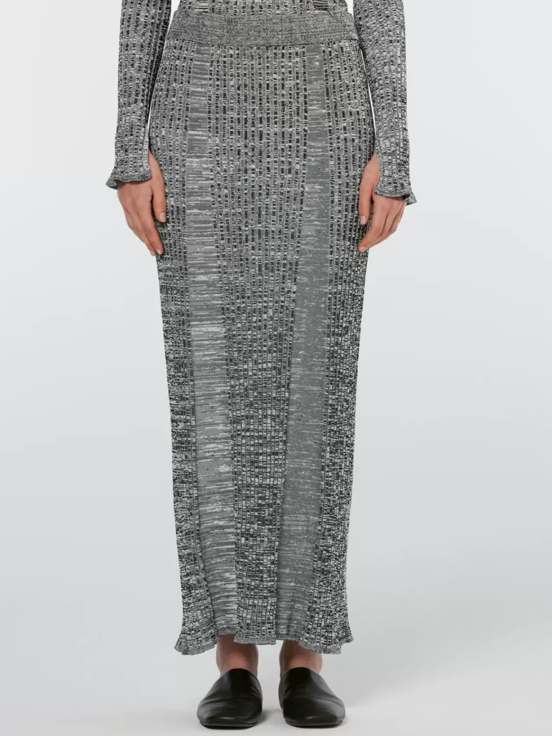 Discount Scotch & Soda Maxi ribbed knitted skirt Black