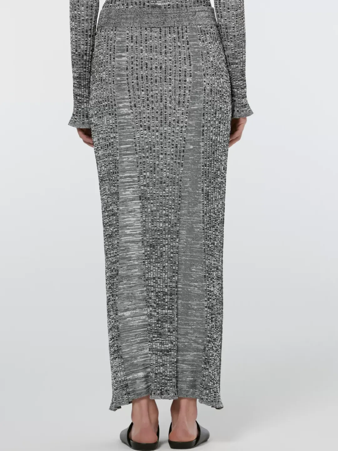 Discount Scotch & Soda Maxi ribbed knitted skirt Black