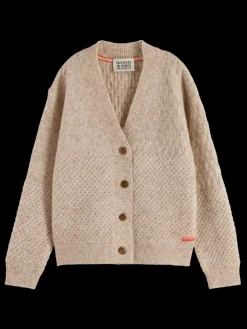 Outlet Scotch & Soda MELANGE BLOCKED CARDIGAN OatmealMelange