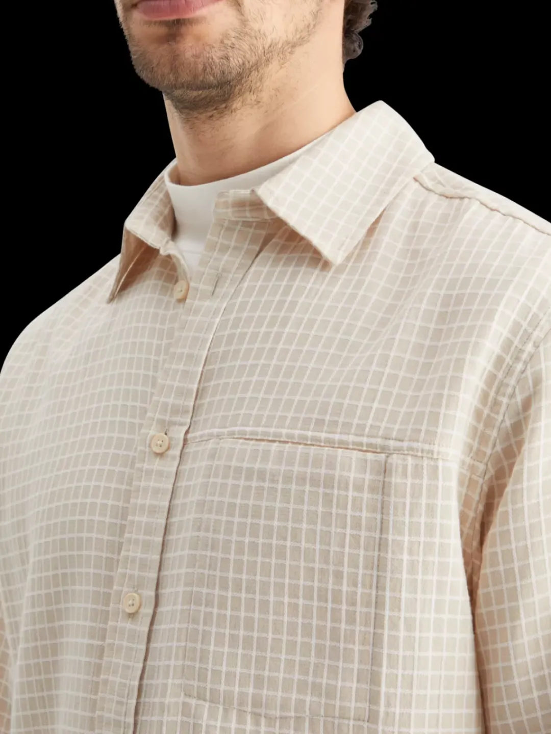 Discount Scotch & Soda Micro dobby check shirt Parchment