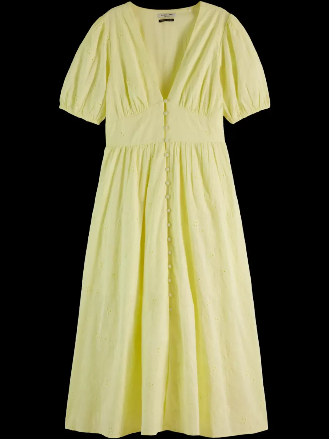 Sale Scotch & Soda MIDI DRESS WITH BRODERIE ANGLAISE LemonYellow