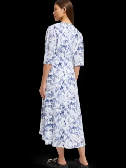 Hot Scotch & Soda MIDI WRAP DRESS WITH KNOT DETAIL ShellBatikBlue