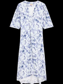 Hot Scotch & Soda MIDI WRAP DRESS WITH KNOT DETAIL ShellBatikBlue