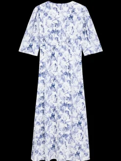 Hot Scotch & Soda MIDI WRAP DRESS WITH KNOT DETAIL ShellBatikBlue