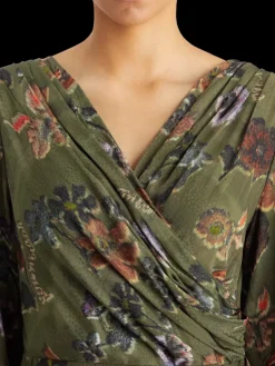 Sale Scotch & Soda Mini viscose jacquard wrap dress PoetryTapestryMilitary
