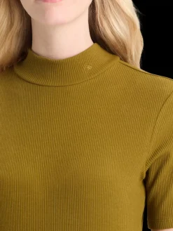 Discount Scotch & Soda MOCK NECK RIB T-SHIRT Olive