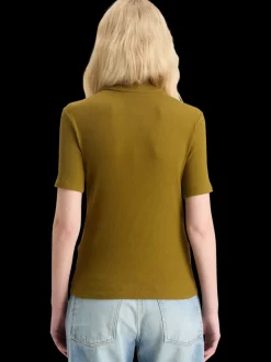 Discount Scotch & Soda MOCK NECK RIB T-SHIRT Olive