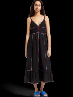New Scotch & Soda MULTICOLOR EMBROIDERY MAXI DRESS EveningBlack