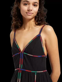 New Scotch & Soda MULTICOLOR EMBROIDERY MAXI DRESS EveningBlack