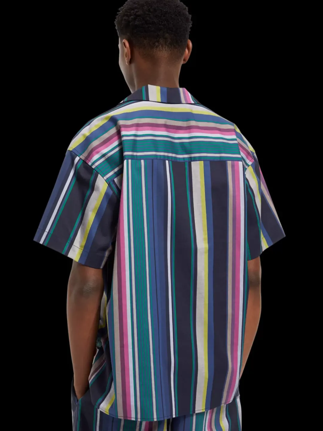 Sale Scotch & Soda Multicolour striped fine cotton poplin hawaii shirt BlackMultiStripe