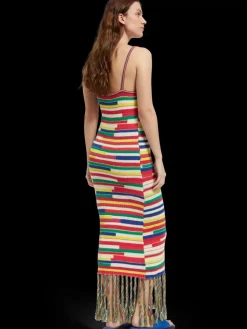 Discount Scotch & Soda MULTICOLOURED INTARSIA KNITTED DRESS MultiStripe