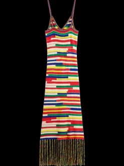 Discount Scotch & Soda MULTICOLOURED INTARSIA KNITTED DRESS MultiStripe