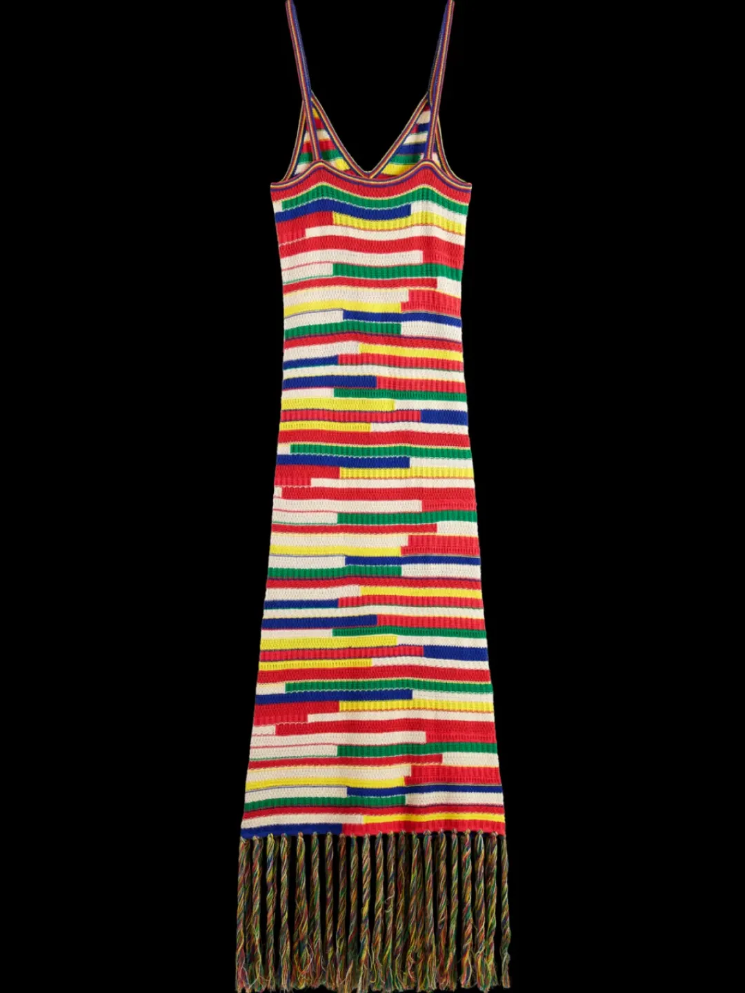 Discount Scotch & Soda MULTICOLOURED INTARSIA KNITTED DRESS MultiStripe