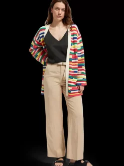 Clearance Scotch & Soda MULTICOLOURED INTARSIA KNITTED CARDIGAN MultiStripe