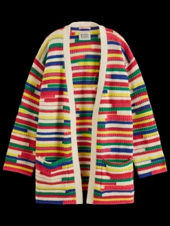 Clearance Scotch & Soda MULTICOLOURED INTARSIA KNITTED CARDIGAN MultiStripe